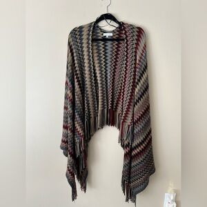 Chevron Patterned Sweater Poncho